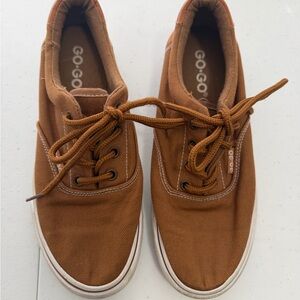 GO-GO Canvas Lace-Up Sneakers in Rust Brown